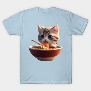 Kawaii Japanese Ramen Cat T-Shirt